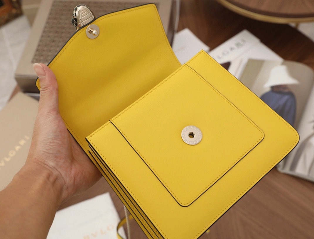 Fake Bvlgari Serpenti Forever Small Bag Yellow Calfskin