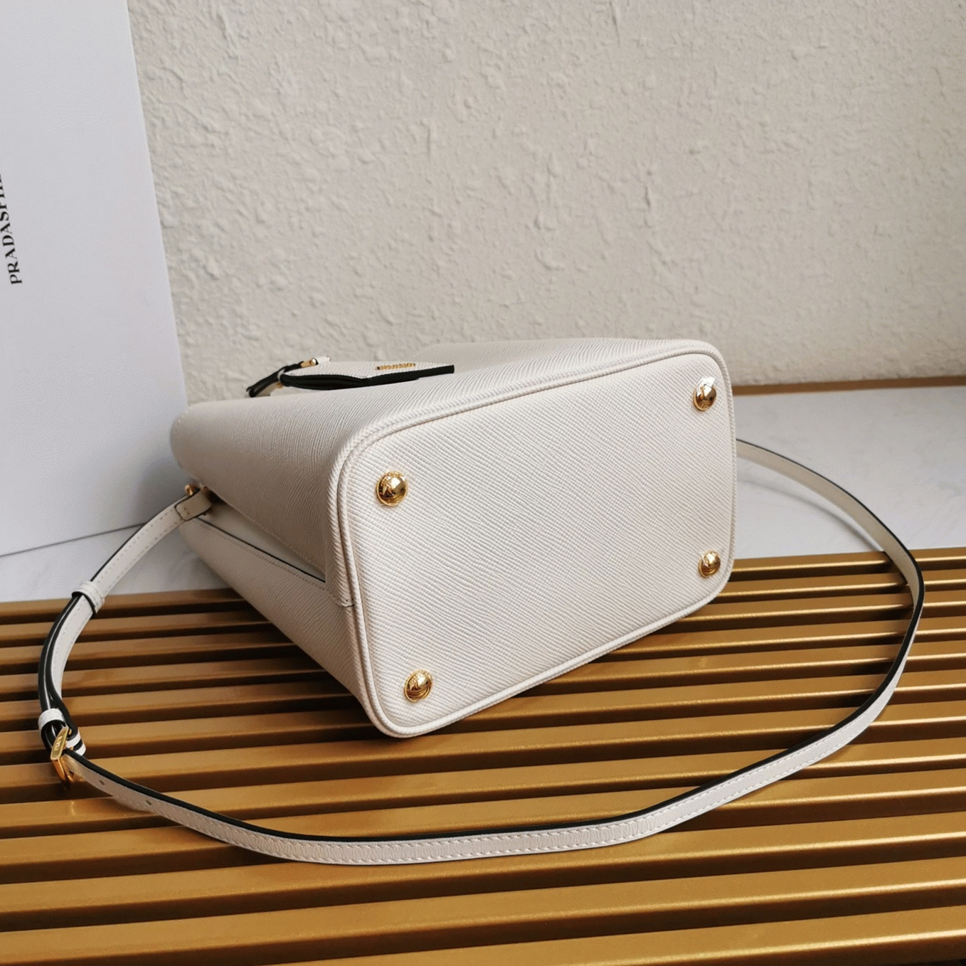 White Prada Medium Panier Bag Replica