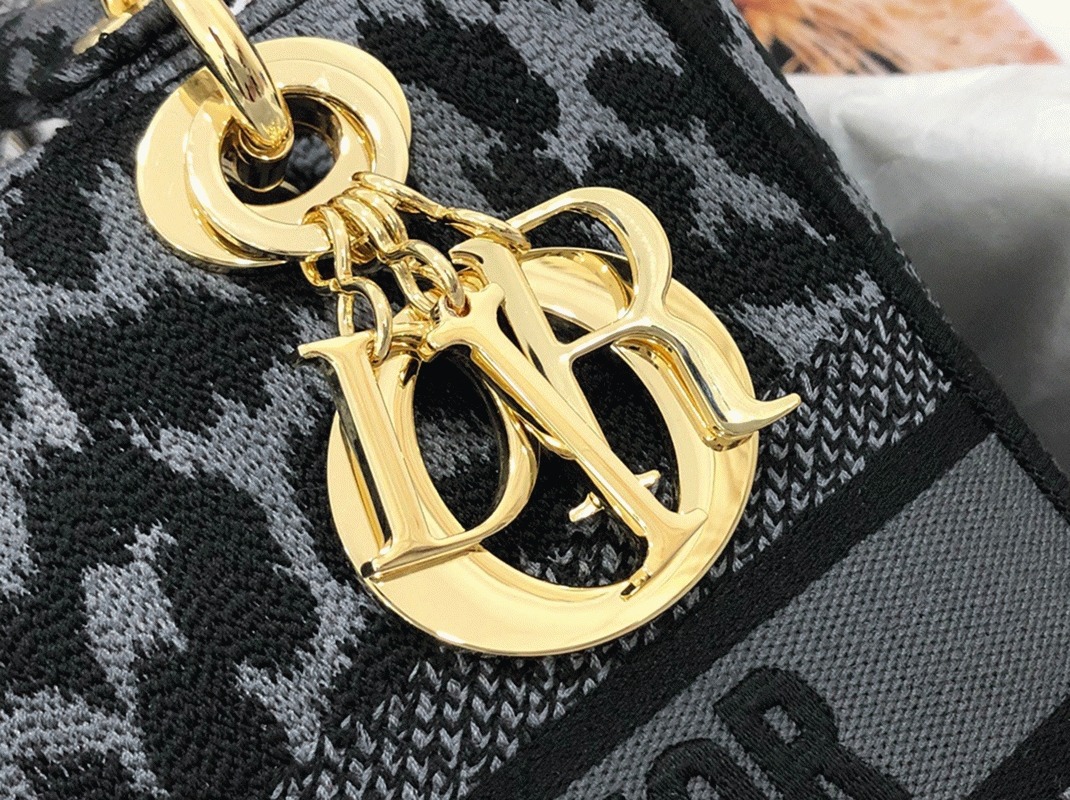 Dior Lady D-Lite Medium Bag Knockoff in Grey Mizza Embroidery