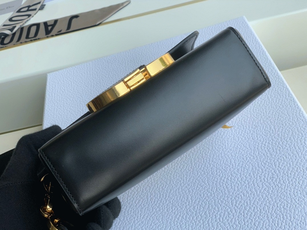 Dior 30 Montaigne Box Bag Replica in Black Box Calfskin