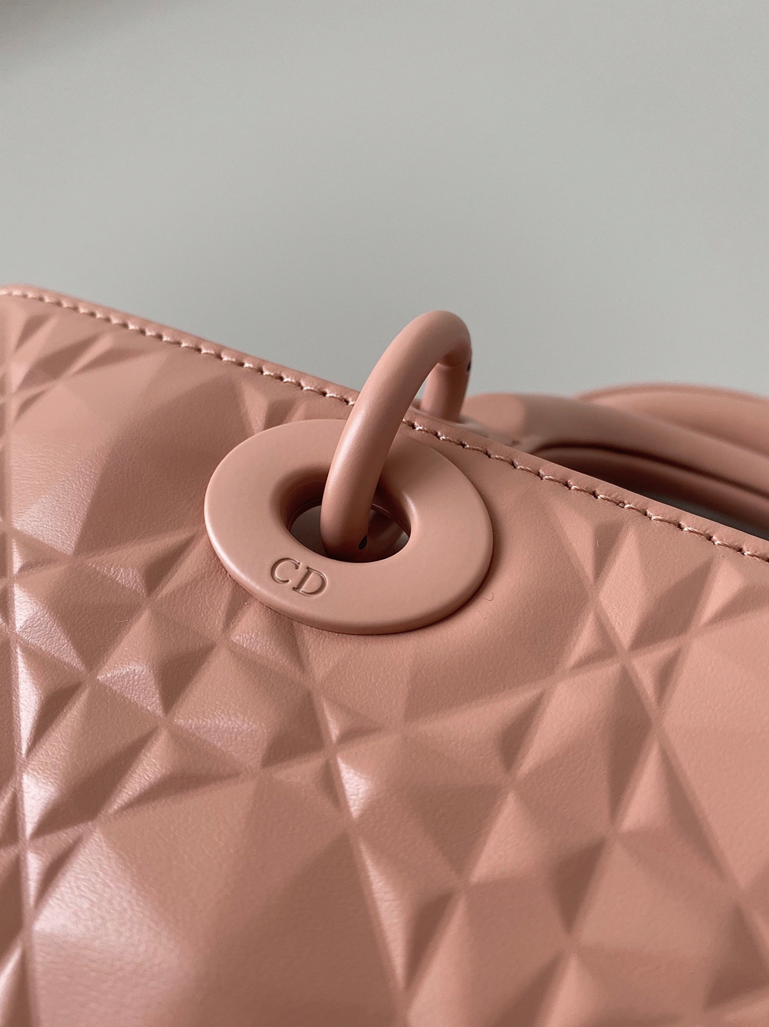 Dior Lady D-Joy Medium Bag Faux in Nude Calfskin with Diamond Motif