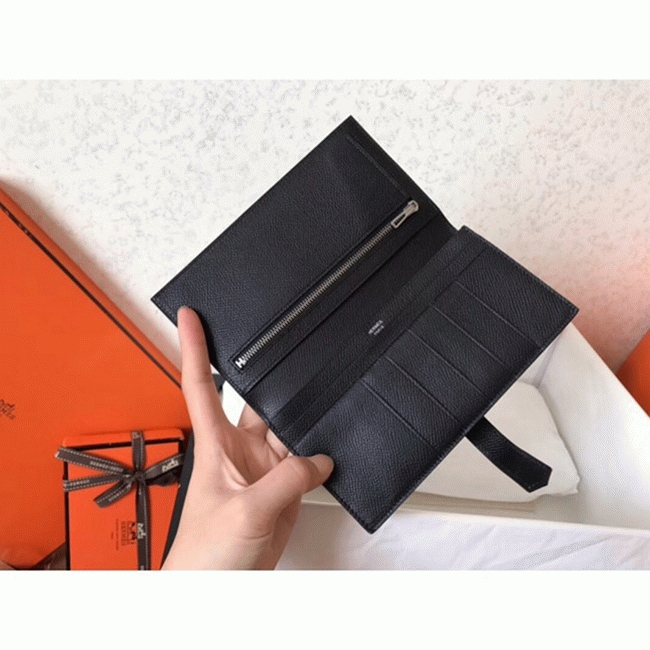 Black Epsom Copy Designer Hermes Bearn Wallet