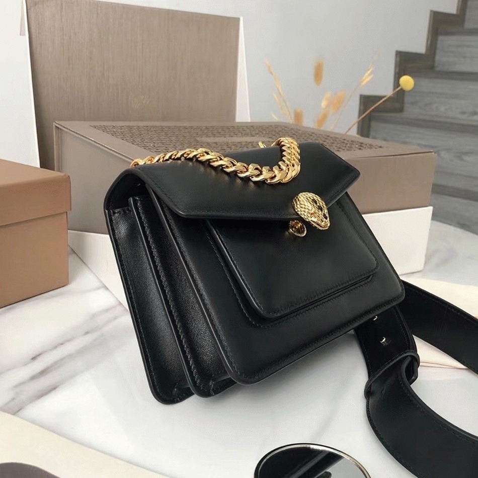 Replica Bvlgari Serpenti Forever Small Crossbody Bag with Chain Black