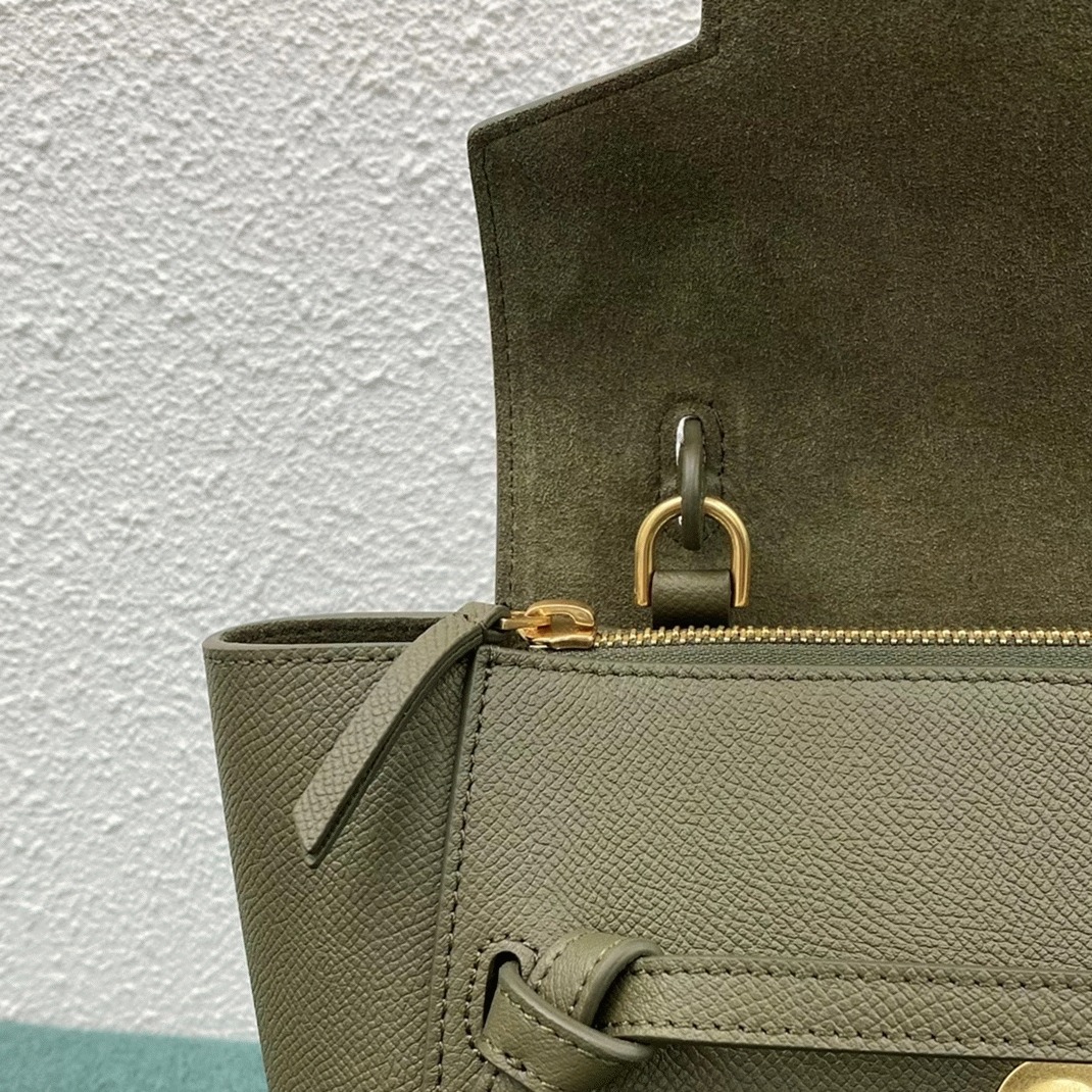 Celine Belt Nano Bag Fake in Army Green