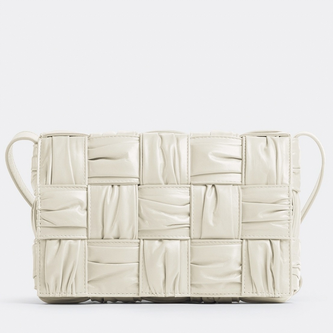 Top Quality Replica Bottega Veneta Cassette Bag In White Foulard Intreccio Calfskin