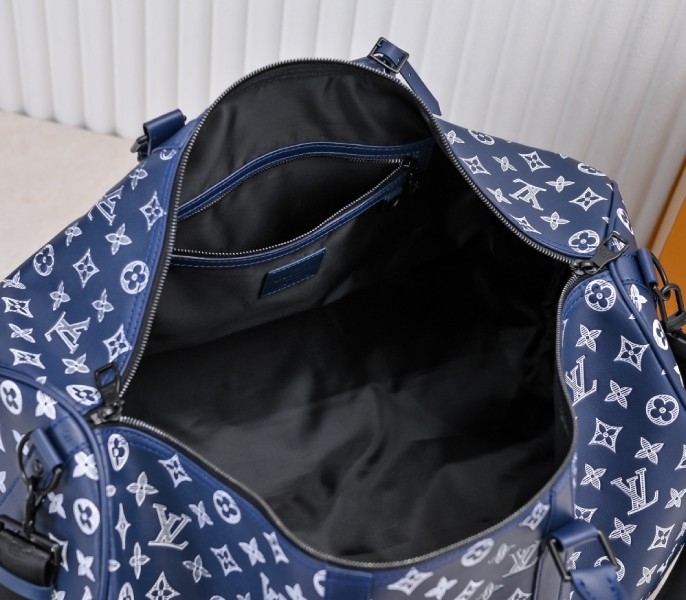 LV Monogram Shadow Keepall Bandouliere 50 In Navy Blue