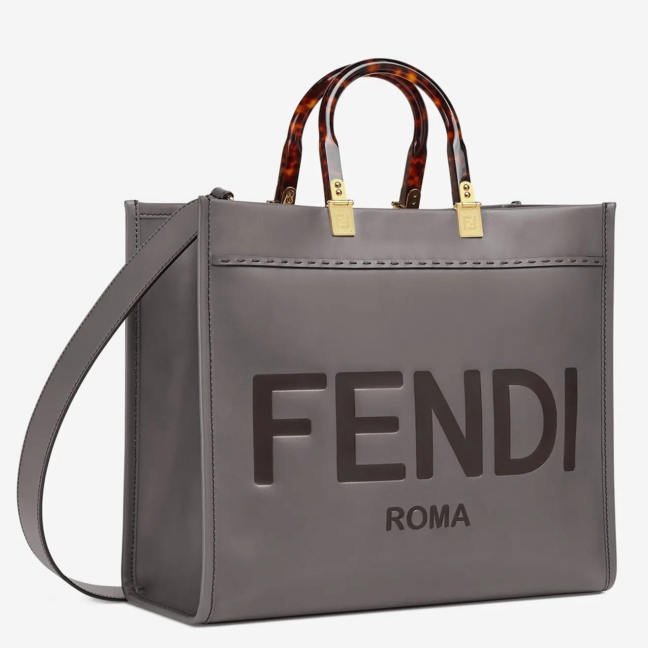 Top Quality Fake Fendi Sunshine Medium Tote Bag In Grey Calfskin