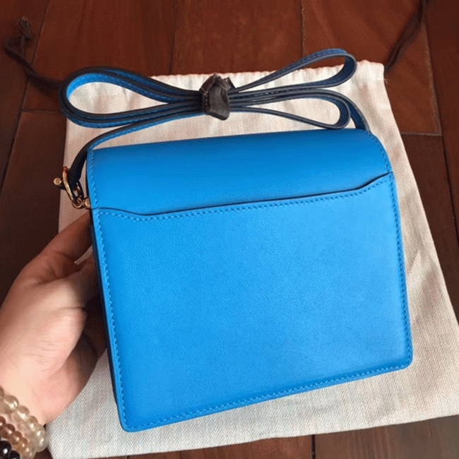 Blue hydra luxury replica Hermes Mini Sac Roulis handbag