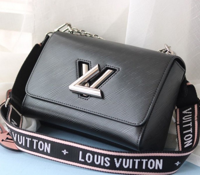 Louis Vuitton Monogram Empreinte Bold Printed Pattern Twist MM Bag In Black