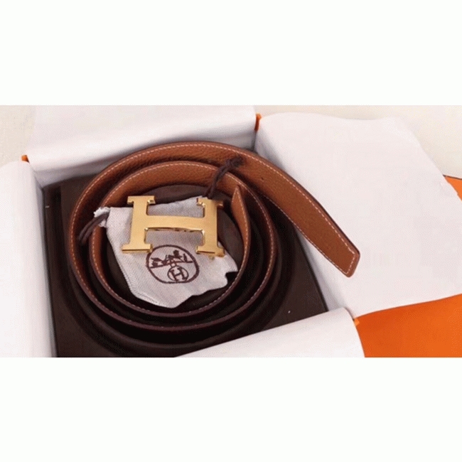 Fake Hermes H-shaped belt buckle in brown