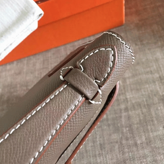 Etoupe Epsom Top Replica Hermes Kelly Pochette Mini Handbag