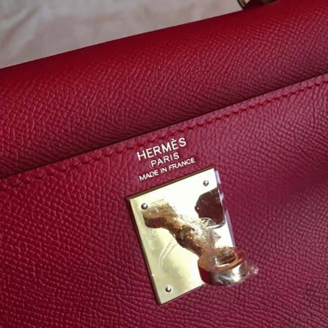 Red Epsom Replica Hermes Kelly 32cm Sellier Classic Bag