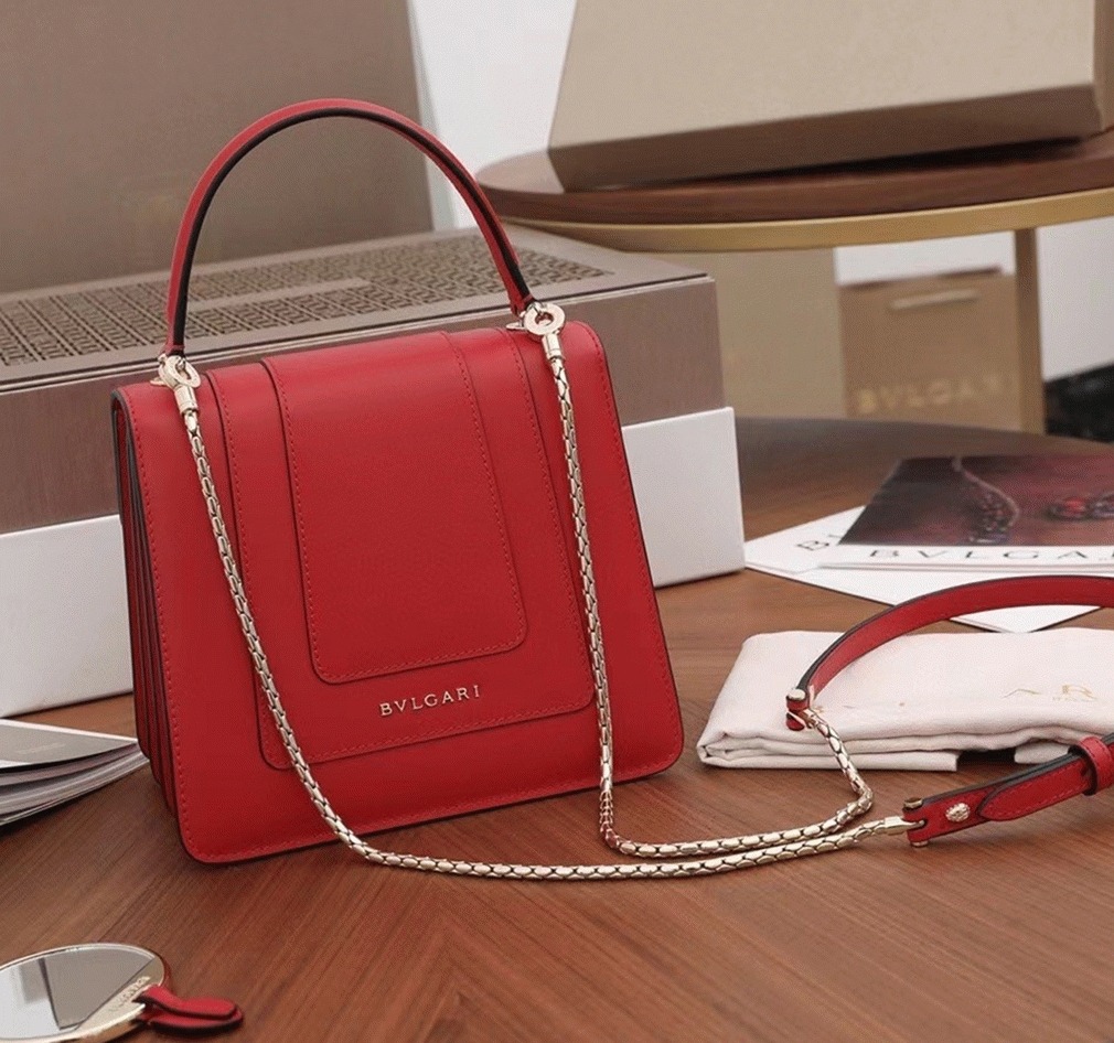 Fake Bvlgari Serpenti Forever Small Bag Red Calfskin
