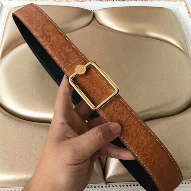 Brown fake designer Hermes Oscar buckle belt