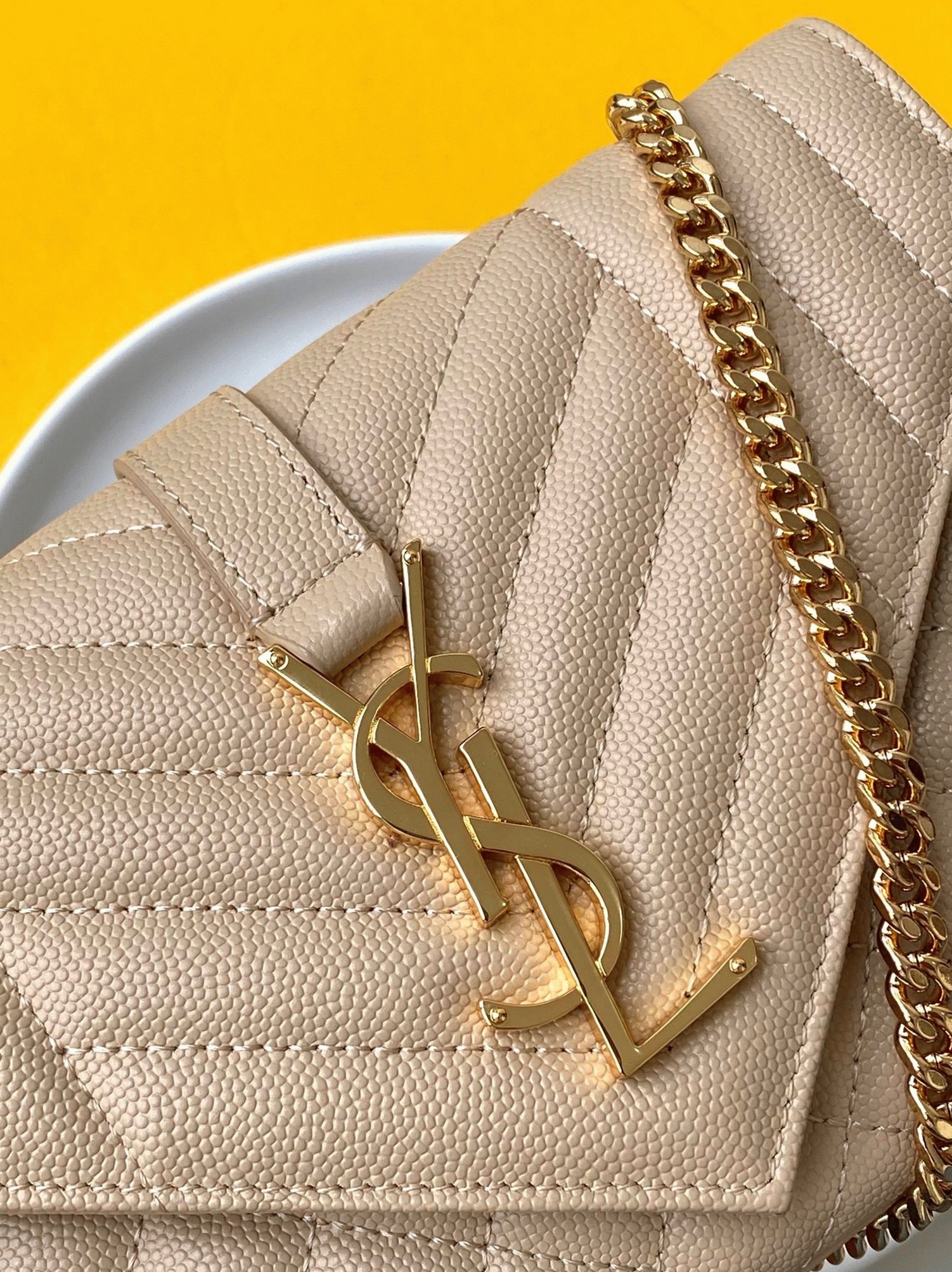 Fake Saint Laurent Envelope Small Bag Beige