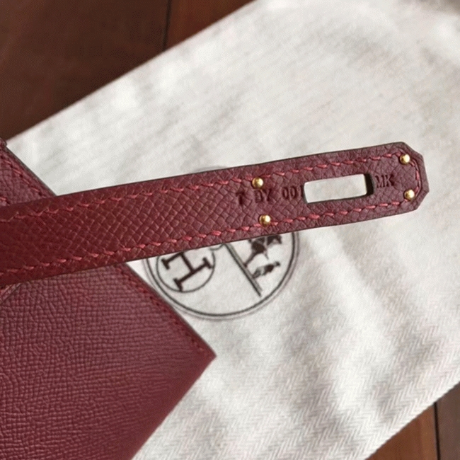 Bordeaux Epsom Fake Hermes Kelly Cut Clutch Sleek Purse