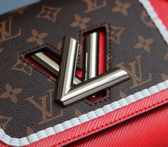 Louis Vuitton Epi Leather Twist MM Canvas Trompe loeil Braid Bag In Red