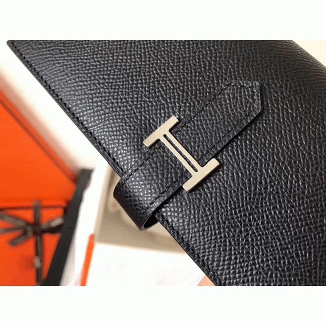 Black Epsom Copy Designer Hermes Bearn Wallet