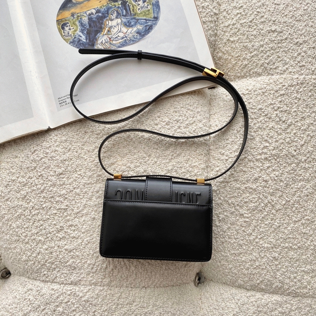 Dior 30 Montaigne Micro Bag Fake in Black Box Calfskin