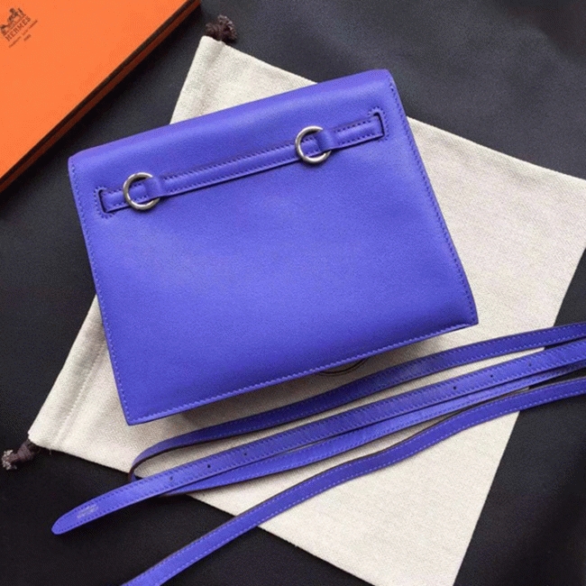 Blue Swift Leather Replica Hermes Kelly Danse Shoulder Bag