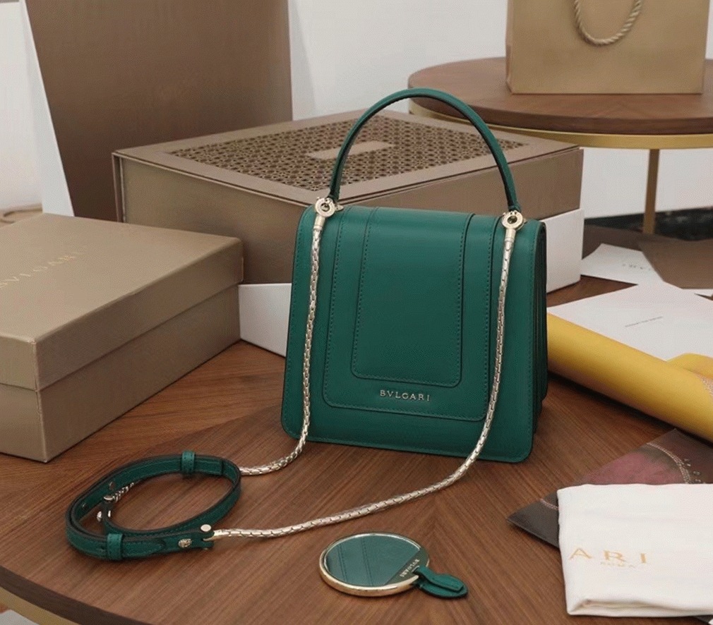 Fake Bvlgari Serpenti Forever Small Bag Green Calfskin