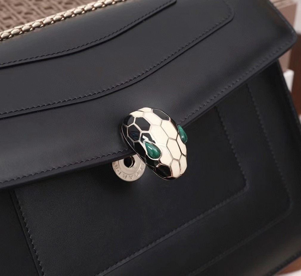 Replica Bvlgari Serpenti Forever Large Shoulder Bag Black Calfskin