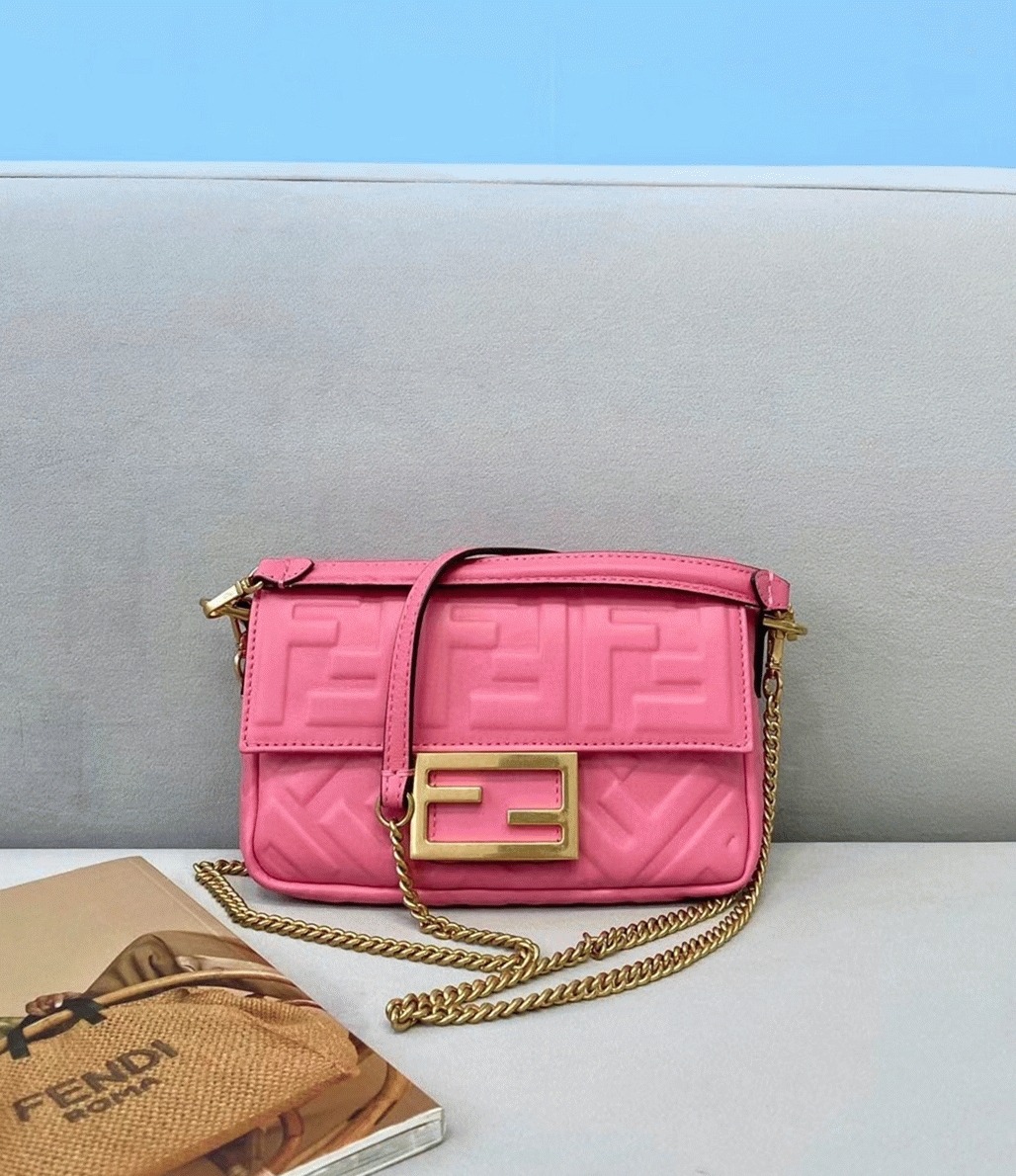 Top Quality Faux Fendi Small Baguette Bag In Pink FF