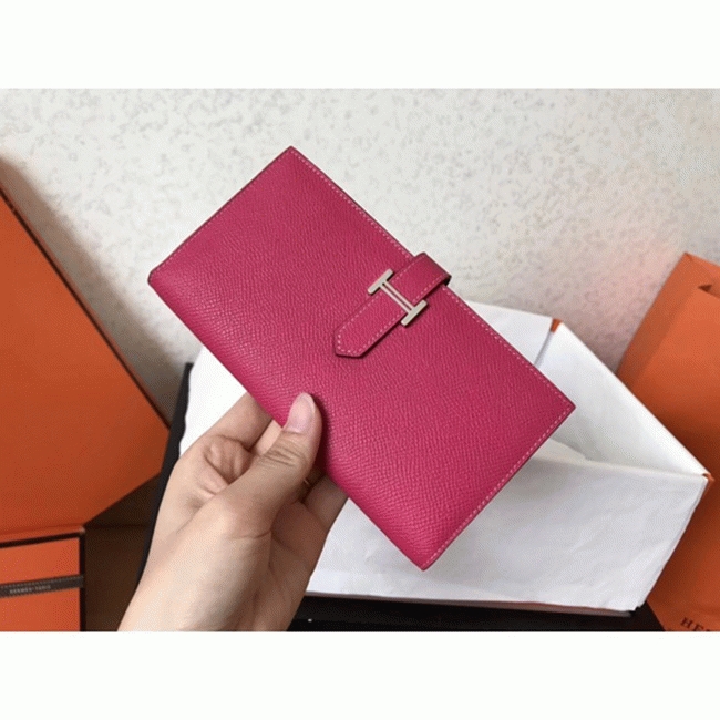 Peach Epsom Copy Luxury Hermes Bearn Wallet
