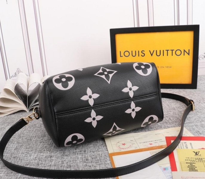 Louis Vuitton Bicolor Monogram Empreinte Leather Speedy Bandouliere 25 Handbag In Black And Lilac