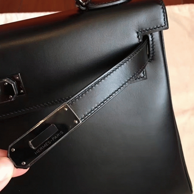 So Black Imitation Hermes Kelly Retourne 32cm French Style Bag