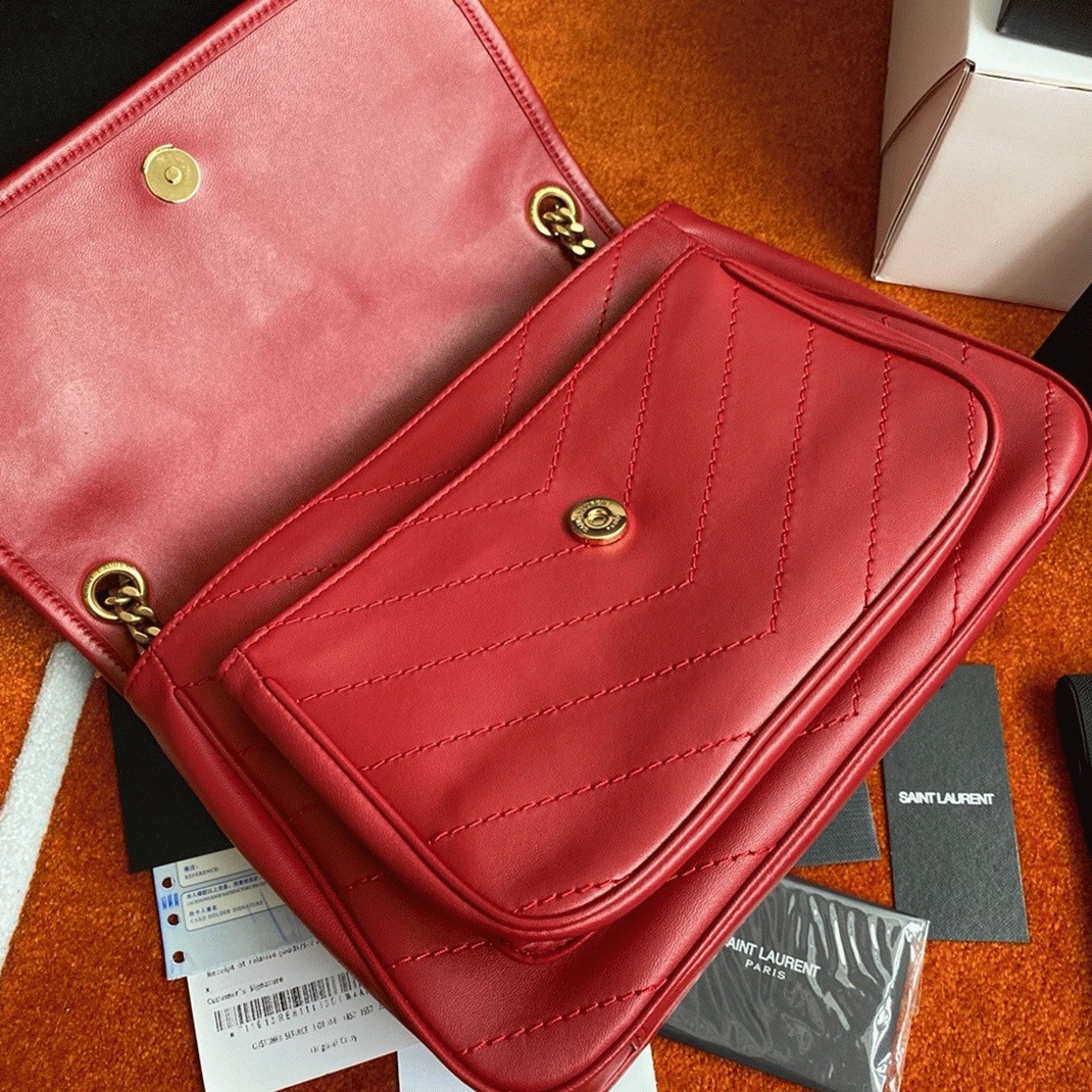 Replica Saint Laurent Niki Medium Chain Bag Red