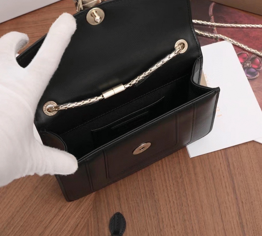 Fake Bvlgari Serpenti Forever Small Crossbody Bag Black Leather