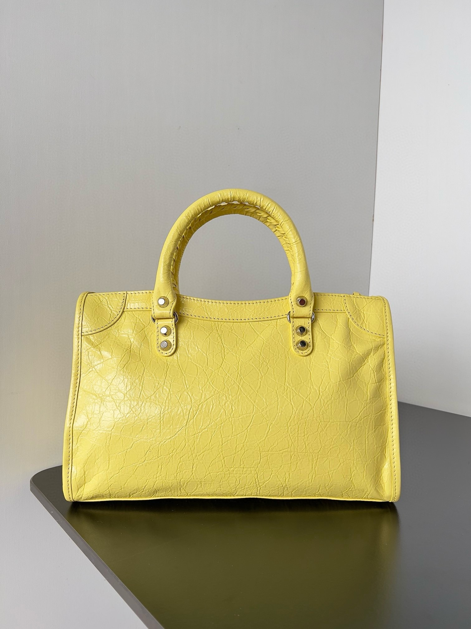 Knockoff Balenciaga Le City Small Bag Yellow Arena Lambskin