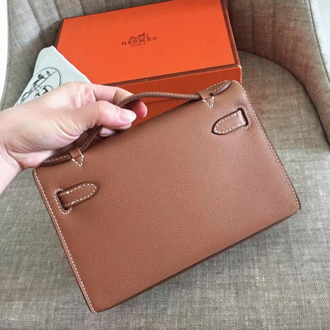 Hermes Gold Epsom High Quality Replica Kelly Pochette Elegant Clutch