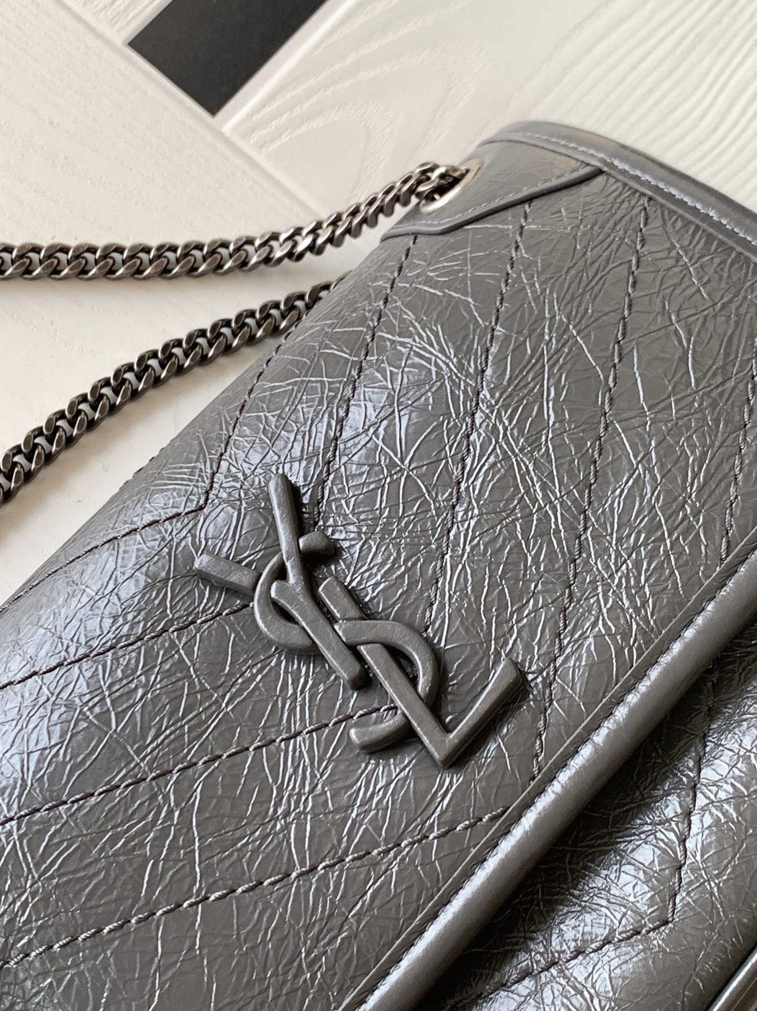 Replica Saint Laurent Niki Baby Chain Bag Dark Grey