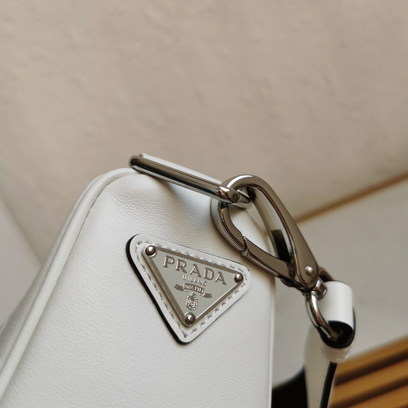 Prada Triangle Shoulder Bag Fake in White