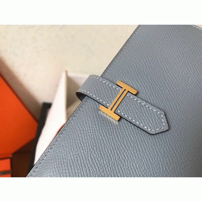 Blue Lin Epsom Fake Hermes Bearn Wallet