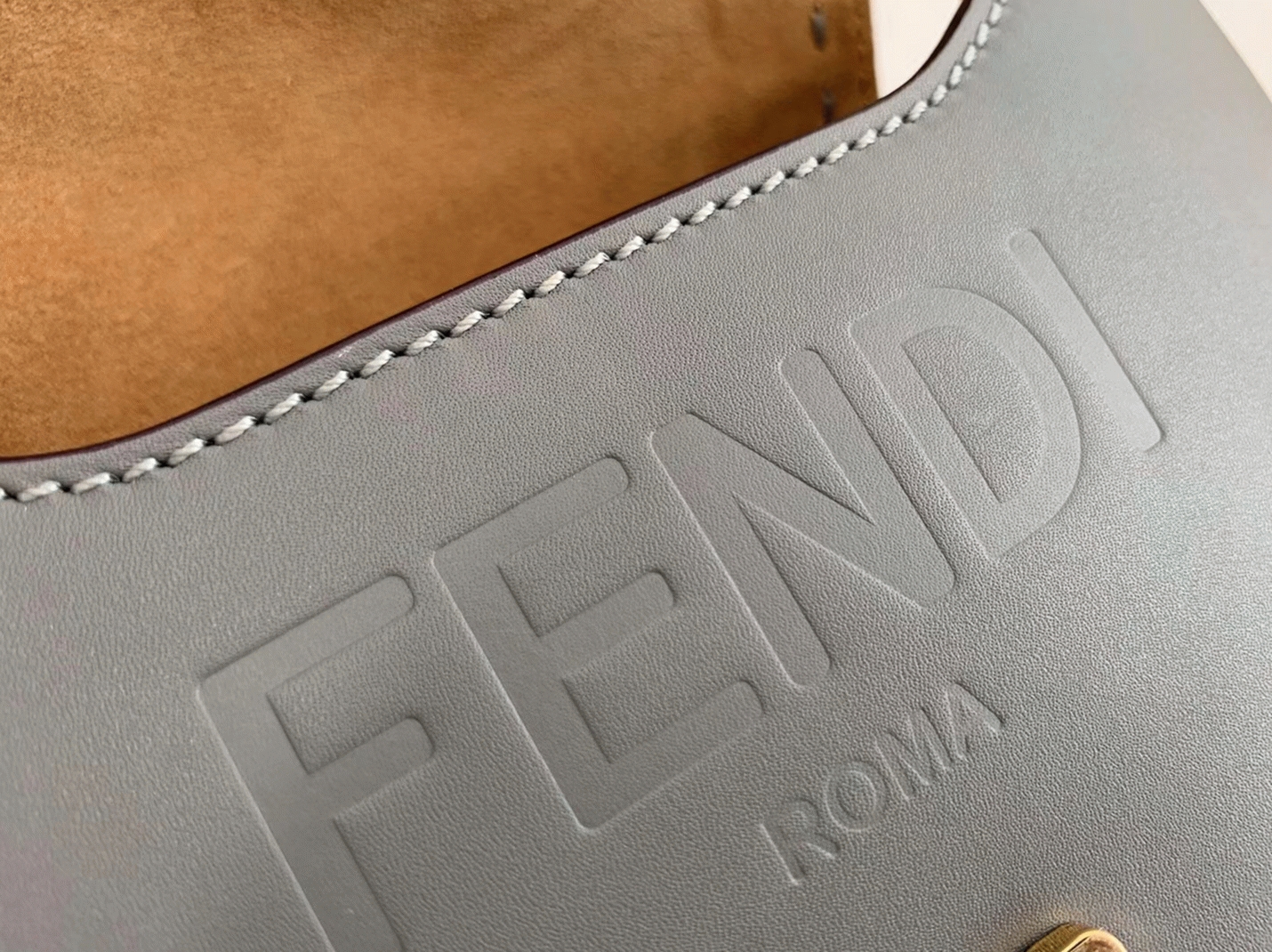 Top Quality Replica Fendi Moonlight Saddle Bag In Grey Calfskin