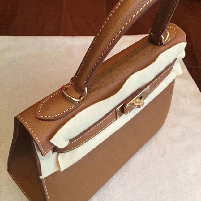 Brown Epsom Faux Luxury Hermes Kelly Sellier 28cm Elegant Purse