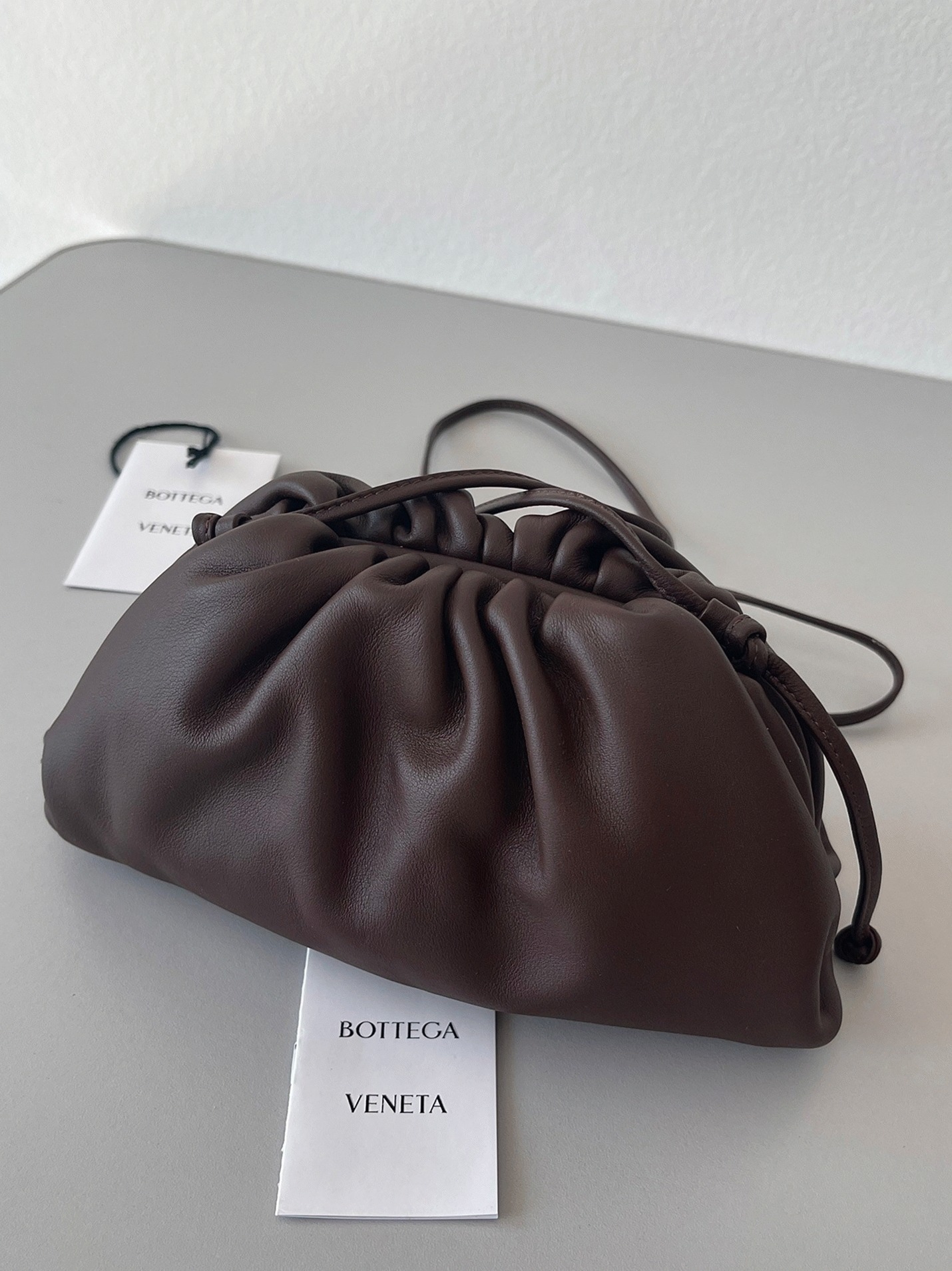 Knockoff Bottega Veneta Mini Pouch with Strap Fondant