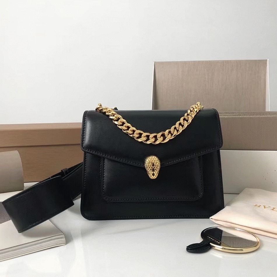 Replica Bvlgari Serpenti Forever Small Crossbody Bag with Chain Black