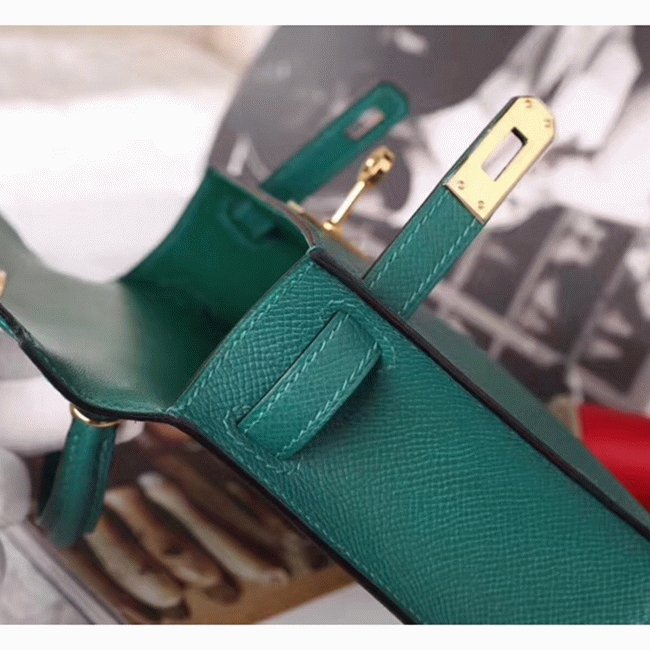 Malachite Epsom ReplicaLuxury Hermes Kelly 20cm Handbag