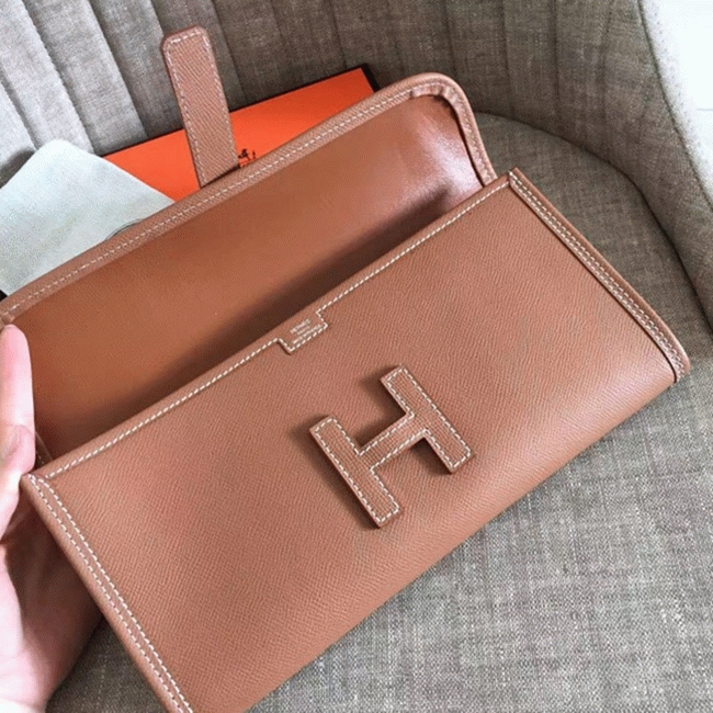 Brown knockoff Hermes Jige Elan 29 clutch bag