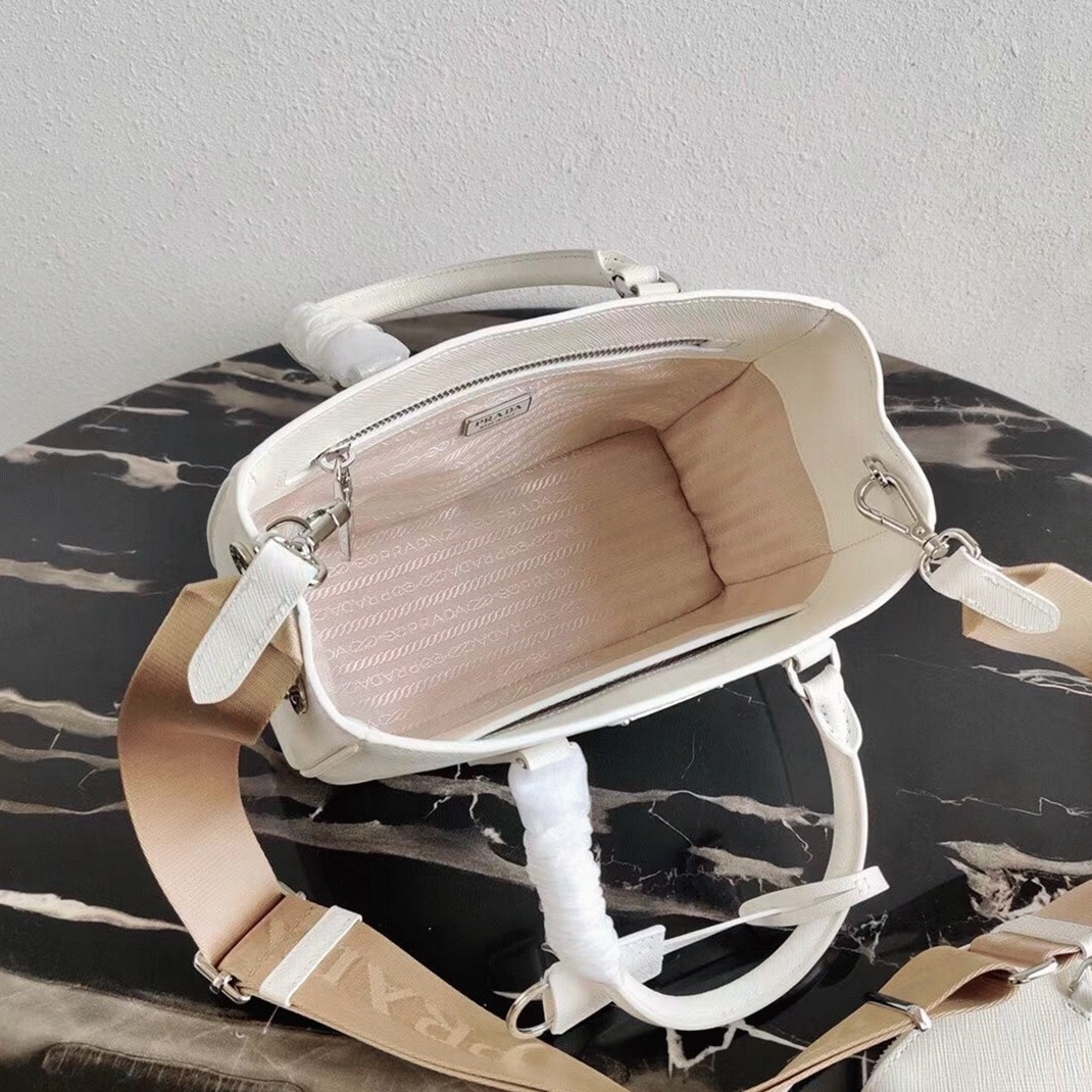 White Prada Galleria Mini Bag Fake