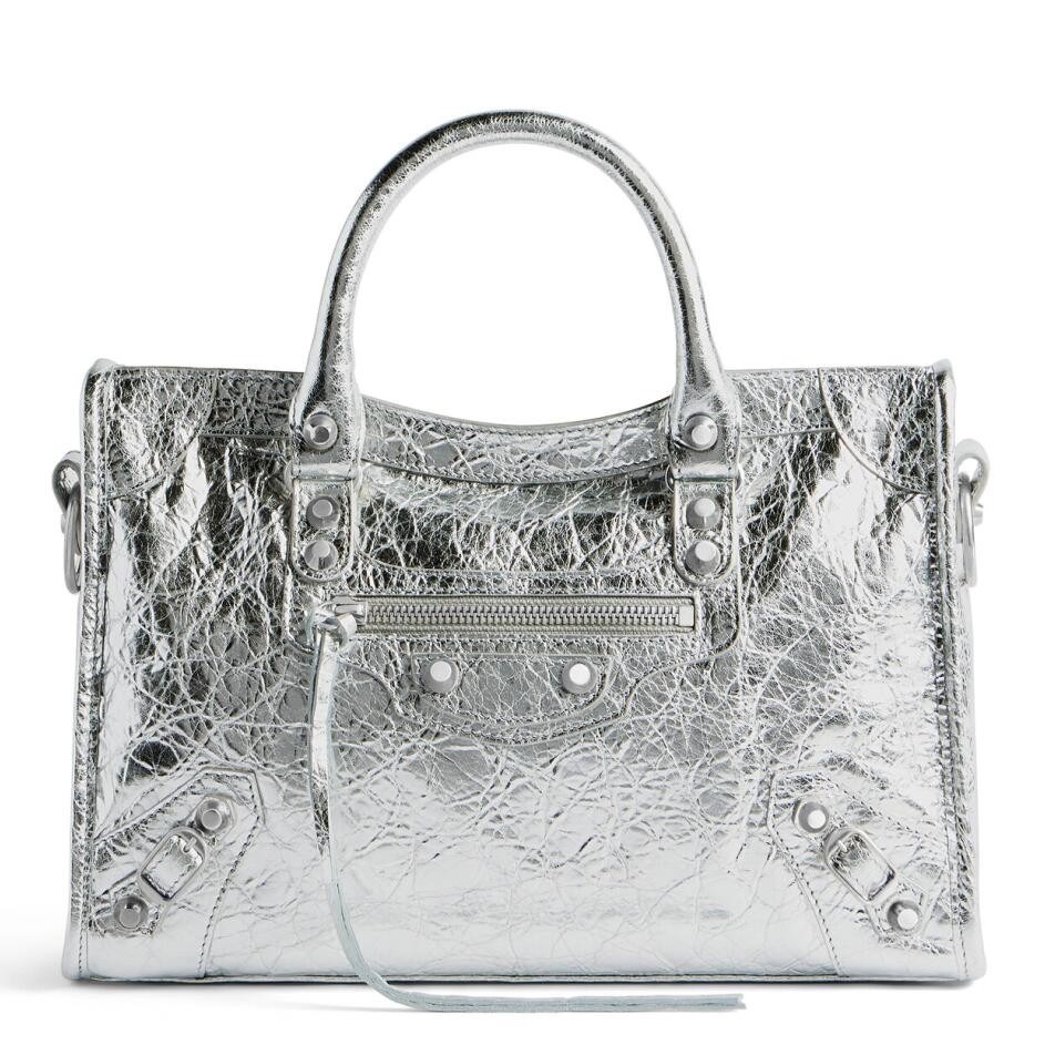 Knockoff Balenciaga Le City Small Bag Silver Metallic Lambskin