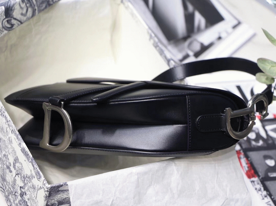 Dior Saddle Bag Replica in Black Soft Calfskin