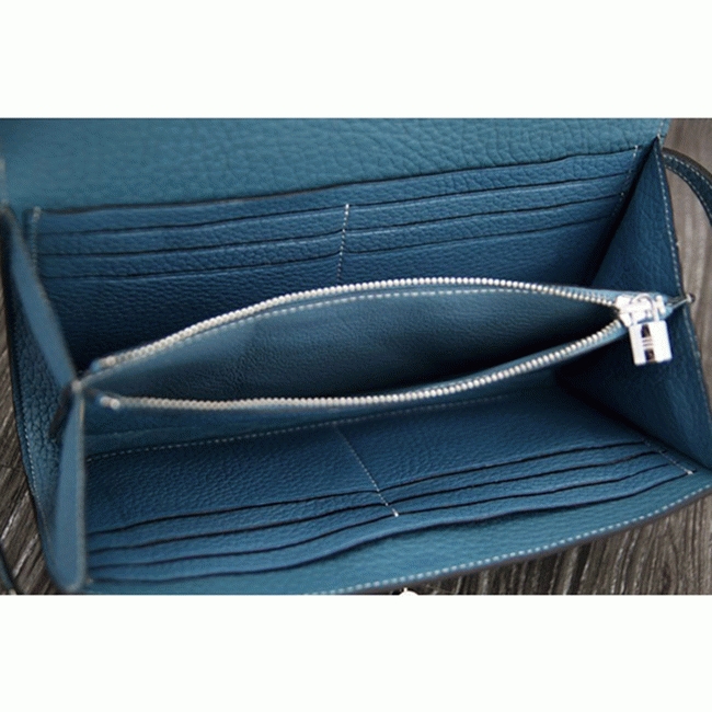 Jean blue knockoff Hermes Kelly Longue wallet