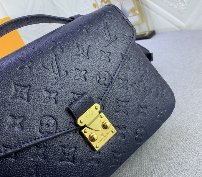 LV Monogram Empreinte Leather Metis In Navy Blue