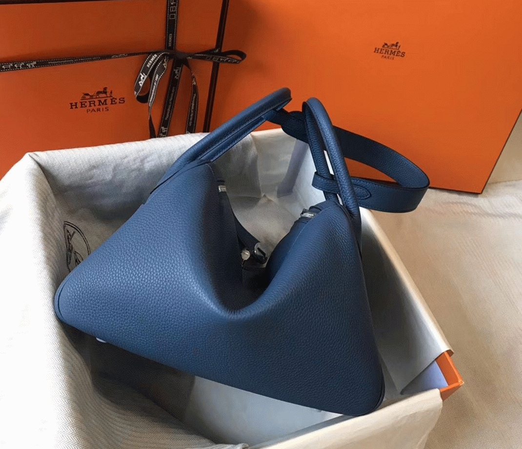 Copy Hermes Lindy 30cm bag in blue agate shade