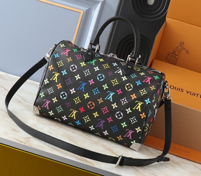 LV X TM Multicolored Speedy Bandouliere 30 In Black